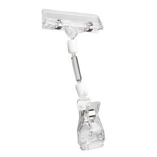 Clip identificador con broche grande y portaprecios, 5 cm de extensión, transparente 5 cm de extensión 