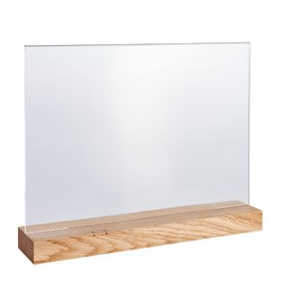 Soporte metacrilato con base de madera Roble  | A4  | formato horizontal 