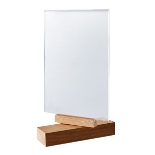 Soporte giratorio de metacrilato con base de madera A5 