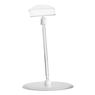 Clip identificador con portaprecios y base de disco (Ø 90 mm), 10 cm de extensión, transparente 