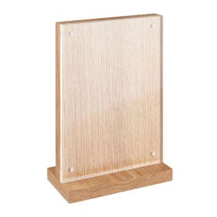 Soporte expositor en T magnético metacrilato/roble 130 x 180 mm 