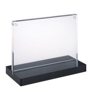 Soporte expositor en T magnético con base negra A6 105 x 148 mm  | formato apaisado 