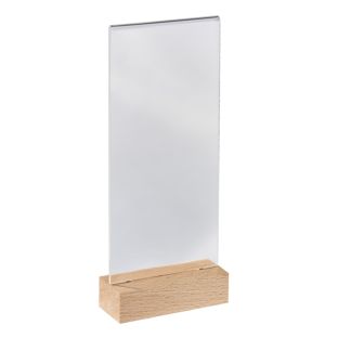 Soporte metacrilato con base de madera formato vertical | null | 1/3 A4