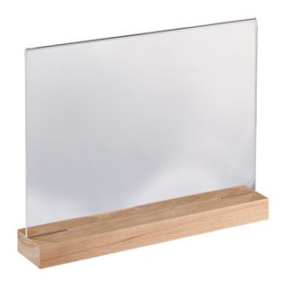 Soporte metacrilato con base de madera formato horizontal | null | A4