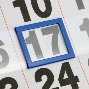 Indicador de fechas clásico E3 (20 x 28 mm interior), azul, para ancho de calendario de 300 mm 