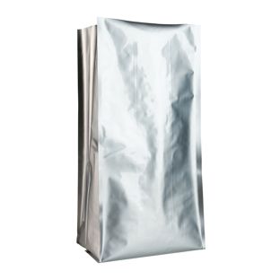 Bolsa de café con fondo reforzado K-seal, plata 
