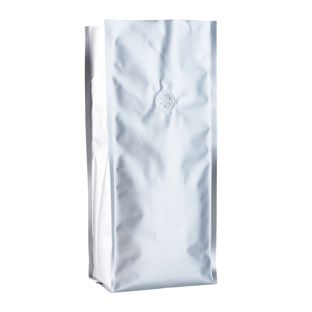 Bolsa de café con válvula, plata 375 x 140 mm
