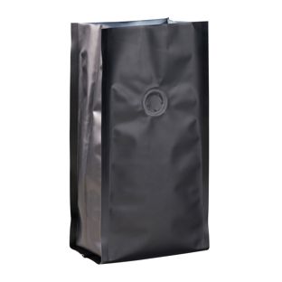 Bolsa de café con válvula, negra 245 x 100 mm 