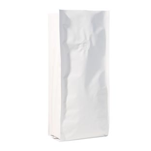 Bolsa de café con válvula, blanca 375 x 140 mm
