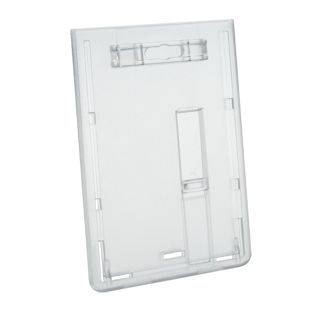 Funda tarjeta identificativa, plástico duro con deslizador transparente, formato vertical 