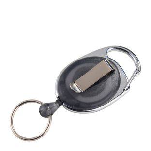 Llavero extensible con clip para cinturón negro|transparente 