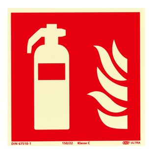 Señal Extintor, fotoluminiscente, plástico, ISO 7010 150 x 150 mm 