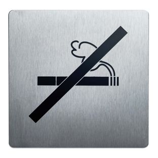 Señal de información, acero inoxidable, 90 x 90 mm No fumar 