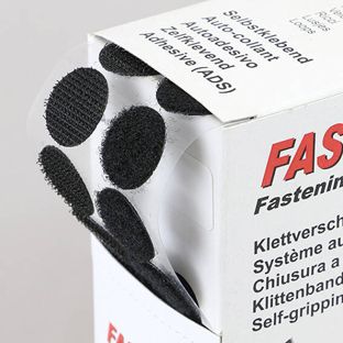 Puntos de gancho y bucle en caja dispensadora, 230 sets, 20 mm, autoadhesivo null | null