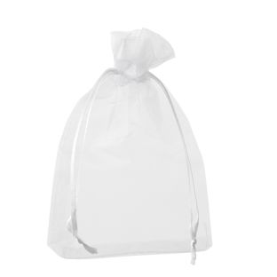 Bolsitas de organza con cierre de cinta de raso blanco  | 90 x 120 mm 
