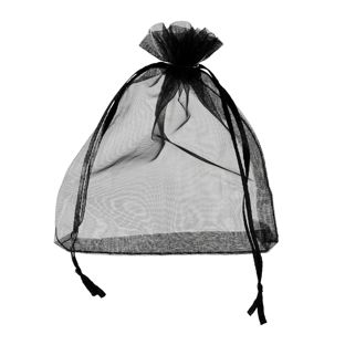 Bolsitas de organza con cierre de cinta de raso negro  | 90 x 120 mm 