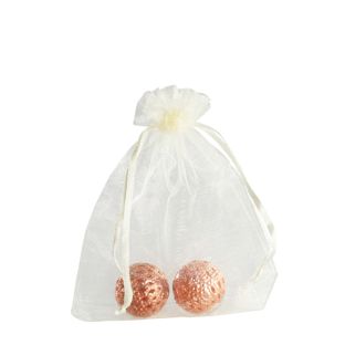 Bolsitas de organza con cierre de cinta de raso crema  | 90 x 120 mm 