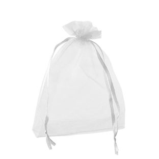 Bolsitas de organza con cierre de cinta de raso blanco  | 100 x 150 mm 