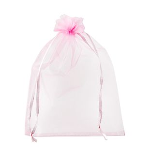 Bolsitas de organza con cierre de cinta de raso rosa claro  | 150 x 200 mm 