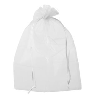 Bolsitas de organza con cierre de cinta de raso blanco  | 200 x 300 mm 