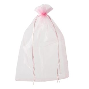 Bolsitas de organza con cierre de cinta de raso rosa claro  | 200 x 300 mm 