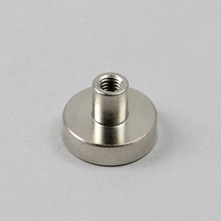 Imán de base con casquillo roscado, neodimio 16 mm | niquelado 