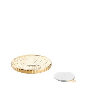Imanes de neodimio con forma de disco, autoadhesivos 10 mm x 0,6 mm  | plata  | 3M 467 