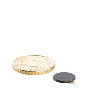 Imanes de neodimio con forma de disco, autoadhesivos 10 mm x 1 mm  | negro  | 3M 467 