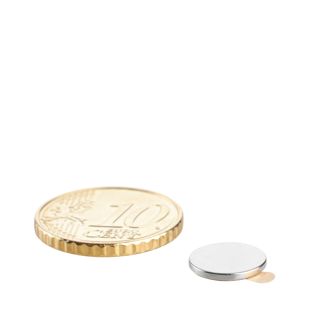 Imanes de neodimio con forma de disco, autoadhesivos, superficie adhesiva en el polo Norte, 10 mm x 1 mm, N35 