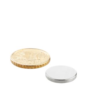 Imanes de neodimio con forma de disco 15 mm x 2 mm   | N35, axial (paralelo a la altura) 
