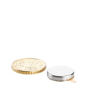 Imanes de neodimio con forma de disco, autoadhesivos 15 mm x 3 mm  | plata  | 3M 468 