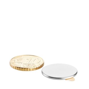 Imanes de neodimio con forma de disco, autoadhesivos null | 20 mm x 1,5 mm | null