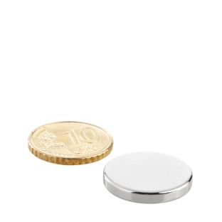 Imanes de neodimio con forma de disco 20 mm x 3 mm   | N35, axial (paralelo a la altura) 