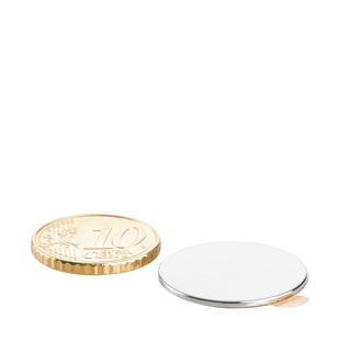 Imanes de neodimio con forma de disco, autoadhesivos null | 22 mm x 1 mm | null