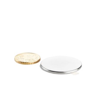 Imanes de neodimio con forma de disco, autoadhesivos 30 mm x 2 mm  | plata  | 3M 4920  