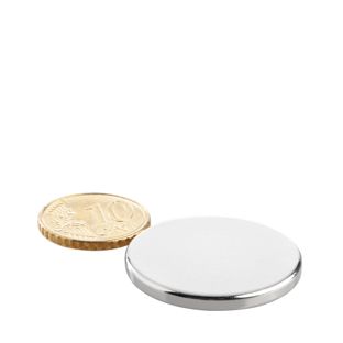 Imanes de neodimio con forma de disco 30 mm x 3 mm   | N45, axial (paralelo a la altura) 
