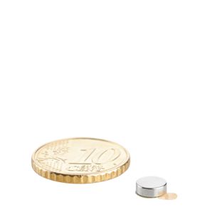Imanes de neodimio con forma de disco, autoadhesivos 6 mm x 2 mm  | plata  | 3M 467 
