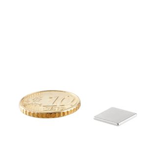 Imanes rectangulares de neodimio, niquelado 10 x 10 mm  | 1 mm