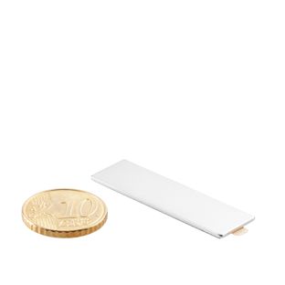 Imanes rectangulares de neodimio, autoadhesivo, niquelado 40 x 12 mm  | 1 mm