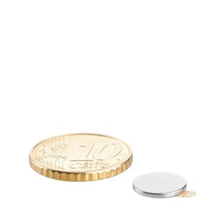Imanes de neodimio con forma de disco, autoadhesivos 10 mm x 1 mm  | plata  | 3M 467 