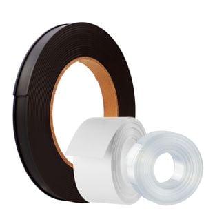 Soporte para etiquetas, perfil C, magnético, en rollo 25 mm | incl. papel insertable y lámina de protección  | 10 m