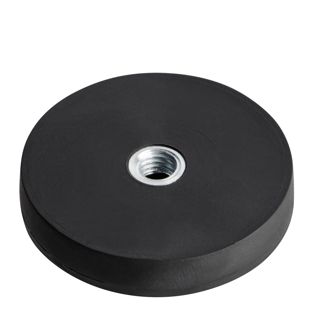 Imanes revestidos de goma con agujero roscado negro  | 31 mm