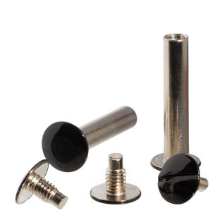Tornillos para encuadernar, niquelados, cabeza barnizada en negro 