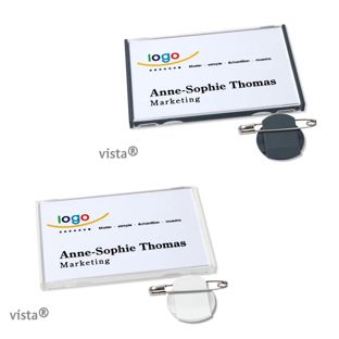Tarjetas identificativas broche Vista 40 