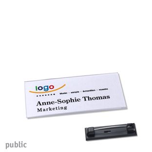 Tarjetas identificativas prendedor PUBLIC 60 x 27 mm 