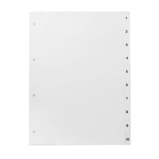 Separador A4, 10 partes (1-10), blanco (1 juego) 