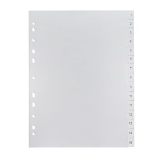 Separador A4, 15 partes (1-15), blanco (1 juego) 