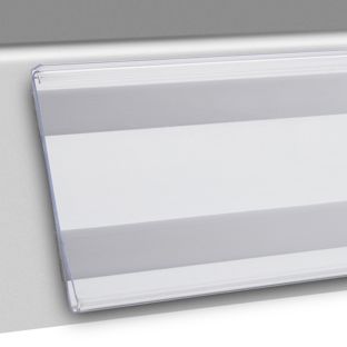Regleta portaprecios DBR autoadhesiva con enganche en C 64 mm | 100 mm | para pegar (cinta adhesiva de espuma) 