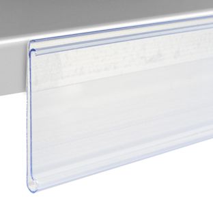 Regleta portaprecios DBR autoadhesiva con borde de agarre 18 mm | 100 mm | transparente  | para pegar (cinta adhesiva de espuma) 