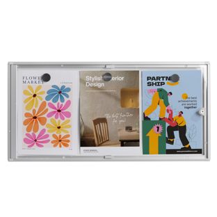 Vitrina anuncios, interiores, con cerradura, plata 3x A4